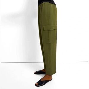 Theory Silk Green Cargo Jogger Pants